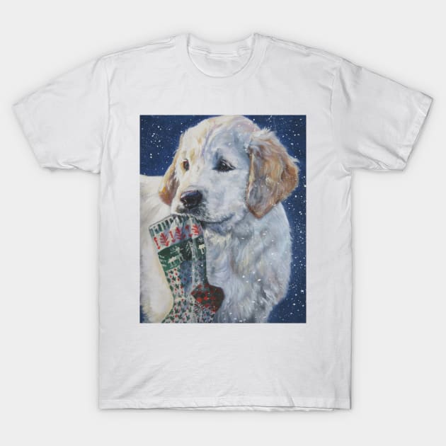 Golden Retriever Christmas Fine Art Painting T-Shirt by LASHEPARD